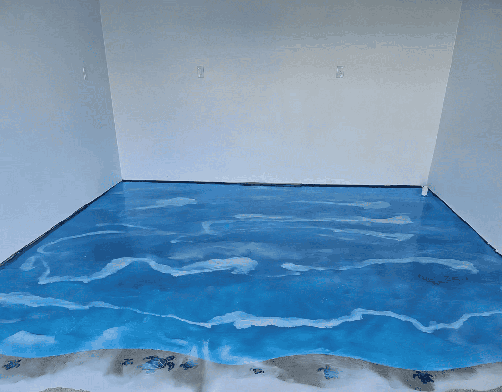 Epoxy concrete coating installation by Armor-On Floor Coatings in Central Florida garage