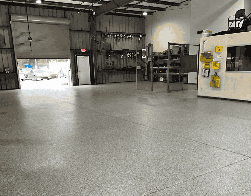 Industrial polyurea concrete floor coated by Armor-On Floor Coatings in Central Florida
