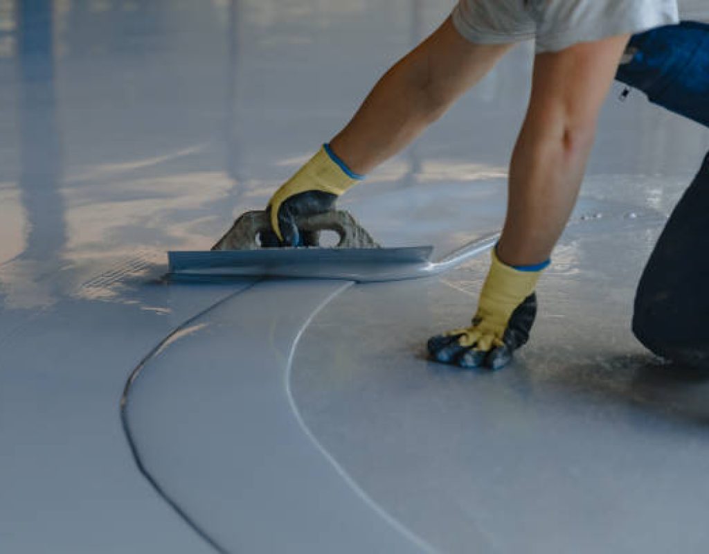 Decorative flake epoxy flooring in a commercial showroom in Flagler Beach