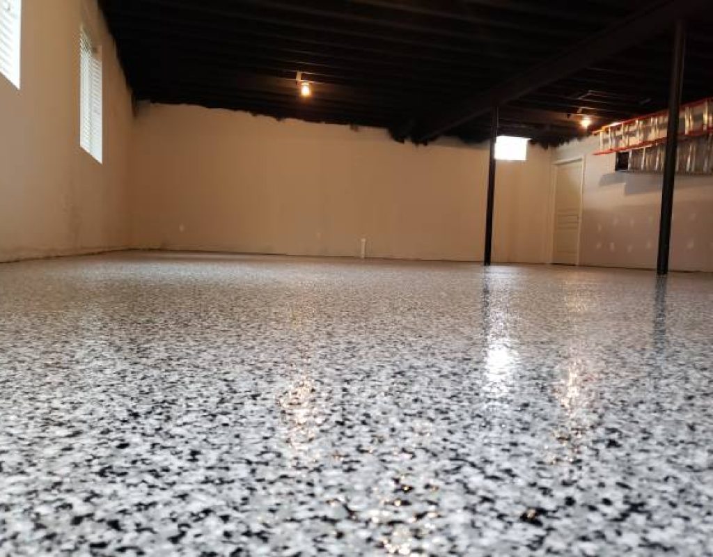 Garage with high-gloss epoxy floor installed by Armor-On in Bunnell, FL